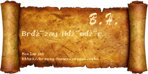 Brázay Hümér névjegykártya